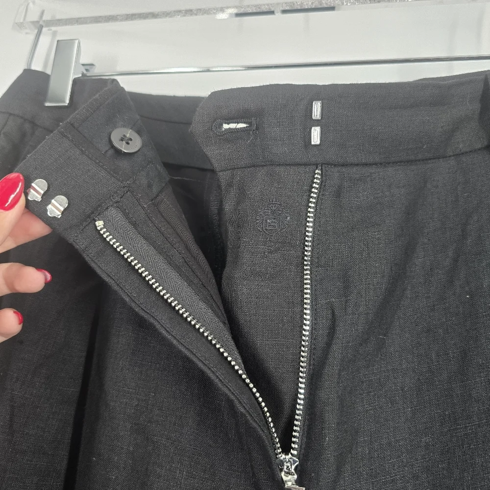 Babaton Aritzia Linen Black Wide Leg Pleated Pants Size 6
